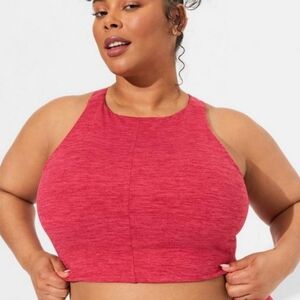 Torrid Red Low Impact Wireless High Neck Longline Active Top Plus Size 5X NWT